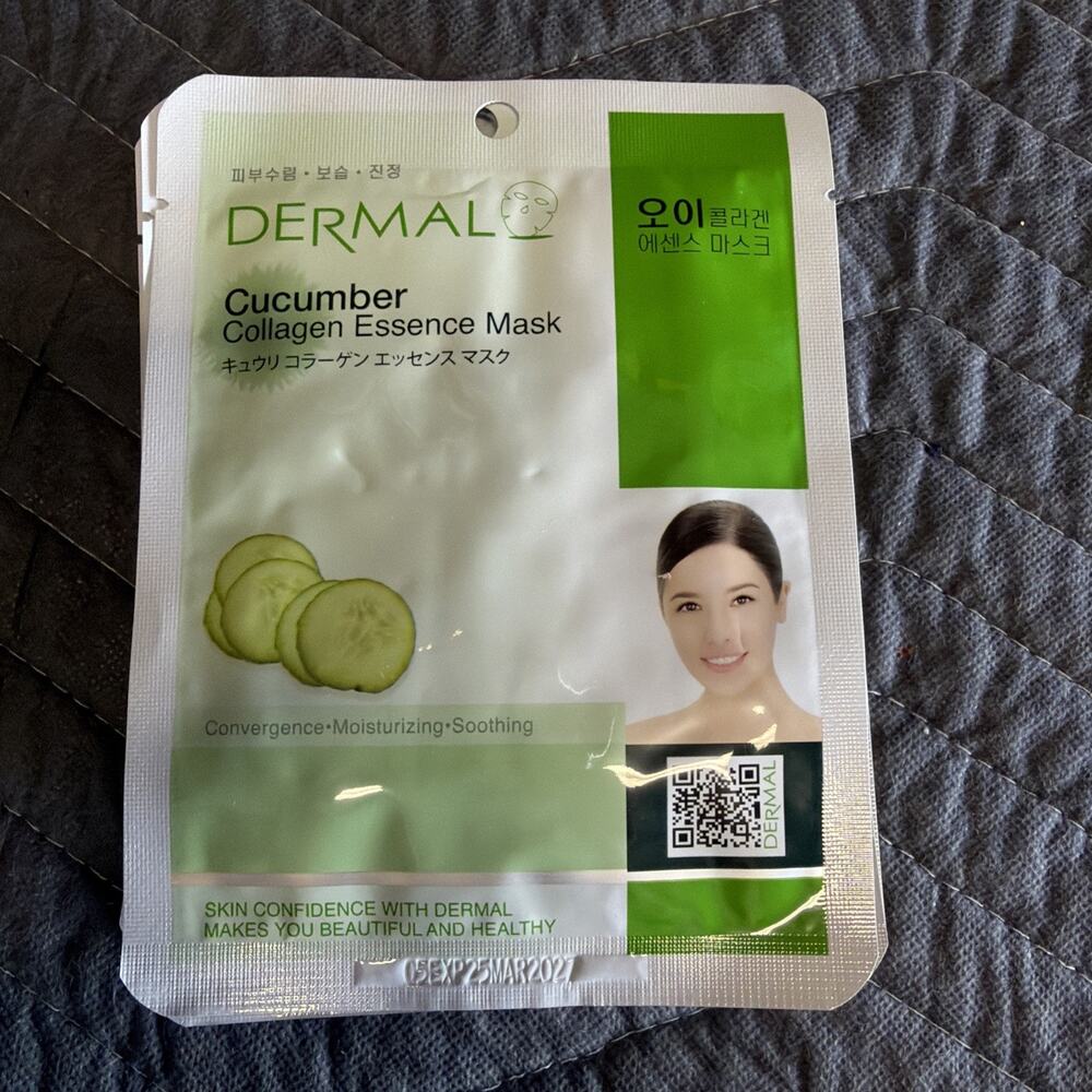 DERMAL Cucumber Collagen Essence Korean Face Mask Sheet Lot of 10 NEW